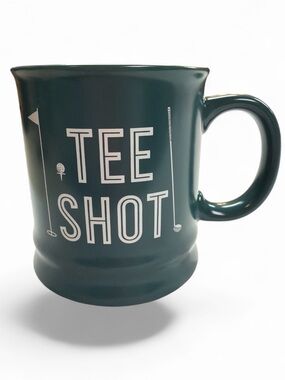 Dark Green & White Ceramic Dining Mug - Unbranded Golf “Tee Shot” 16 oz